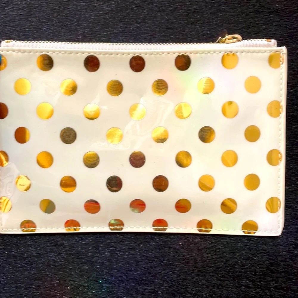 Kate Spade Polka Dots Pencil Pouch Complete Set Gold & Cream